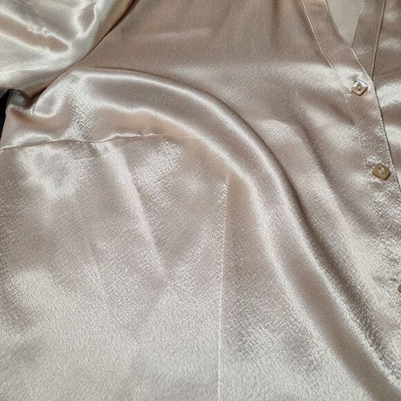 JM Collection Womens Button Up Blouse Gold Size 12 100% Polyester Long Sleeve - Picture 11 of 12